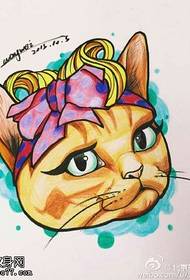 manuscript painting Kitty tattoo pattern