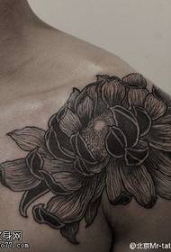 Schëller schwaarz-gro Peony Tattoo Muster