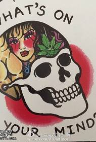 European style manuscript beauty skull tattoo pattern