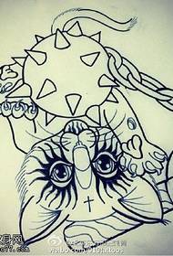 manuscript of the cat playing ball tattoo pattern