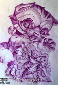 Manuscript sketch cat tattoo pattern