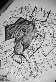 Käsikirjaline geomeetriline element lõvi tätoveeringu muster