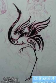 Rødkronet Crane Totem Tattoo Pattern