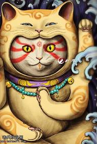 귀여운 풍부한 고양이 문신 패턴