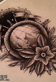 Modello di tatuaggio fiore globo manoscritto