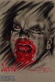 手稿恐怖的吸血鬼头像纹身图案