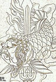 modello di tatuaggio manoscritto calamari geek
