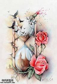 manuscript beautiful nice hourglass tattoo pattern  167484 - Manuscript beautiful and beautiful note bird tattoo pattern