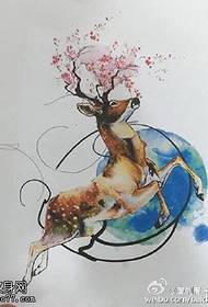 watercolor sika deer tattoo modely