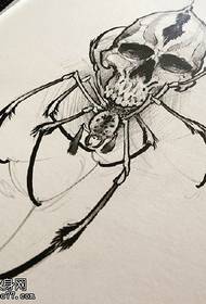 Manuskrip Sketsa tengkorak Pola Tato Spider
