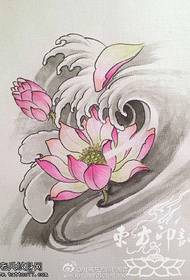 Manuscript water lotus tattoo pattern