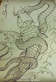 Domineering Fish Snake Stroke Tattoo Manuskrip