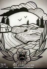 manuscript landscape tattoo pattern