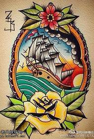 Modela Tattoo ya Floral Sailing Paint