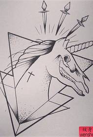 Patrón de manuscrito de tatuaxe de unicornio