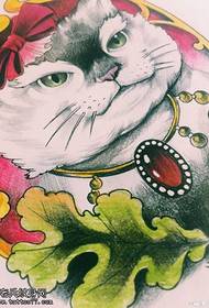 ζωγραφισμένο στο χέρι σχέδιο τατουάζ γάτα τύχης