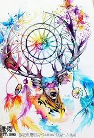 Aquarelle Dreamcatcher Deer Tattoo Pattern