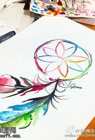modello di tatuaggio manoscritto dell'acquerello dream catcher