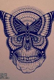 handbemalte Schädel Schmetterling Tattoo Muster