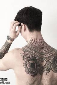 Atpakaļ klasiskā van Goga peonijas tetovējuma modelis