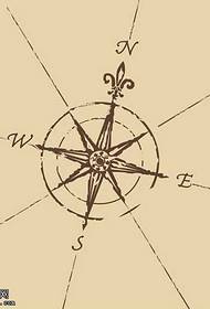 manuscript simple and clear compass tattoo pattern