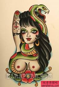 snake female tattoo manuscript pattern