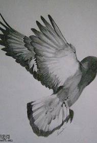 rukopis crno sivi uzorak tetovaža goluba