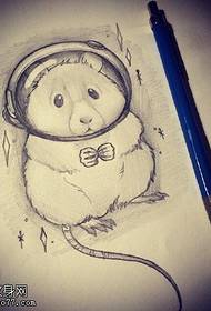 modello del tatuaggio dell'orso di schizzo del manoscritto