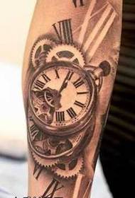 realistic pocket watch tattoo pattern on the arm