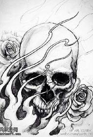 Manuscript skull Rose Tattoo Pattern