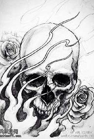Manuscript skull Rose Tattoo Pattern