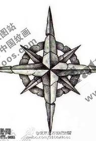 立体效果的四角星手稿纹身图案