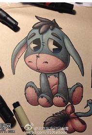 hand-painted cartoon animal tattoo pattern