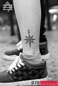 ankle A delicate compass tattoo pattern