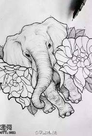 manuscript schets olifant tattoo patroon