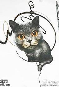 manuscript realistic cat tattoo pattern