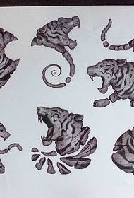 un set di manoscritti tatuaggio tigre