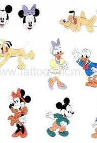 en gruppe søde Mickey Mouse Donald Duck tatoveringsdesign