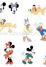 hópur af sætum Mickey Mouse Donald Duck húðflúrhönnuðum