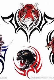 en gruppe tatoveringsmønstre for ulvhode tigerleopard totem