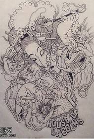 скица рукописа Група демона тетоважа узорака