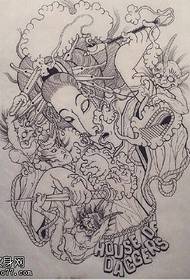 schizzo del manoscritto Gruppo di demoni tatuaggio modello