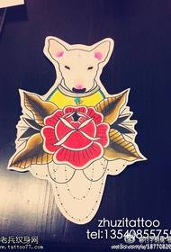 illustratie stijl bull terrier tattoo patroon