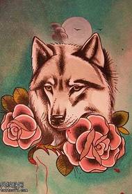 atmosfera del manoscritto lupo modello fiore tatuaggio modello