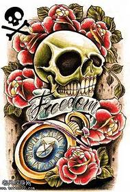 manuscript colorful skull flower tattoo pattern