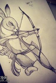 эскиз рукописи стрельба из лука татуировка кролика