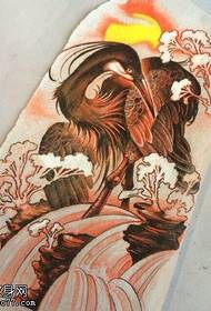 modello di tatuaggio gru dipinto a mano