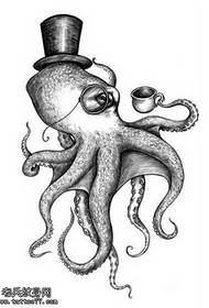 patrón de tatuaje de pulpo manuscrito