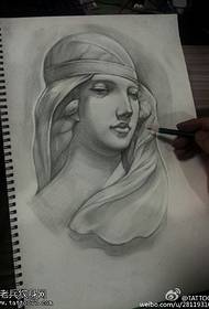 مريم العذراء رسمت باليد نمط الوشم