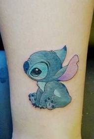 modello di tatuaggio gamba simpatico cartone animato di colore
